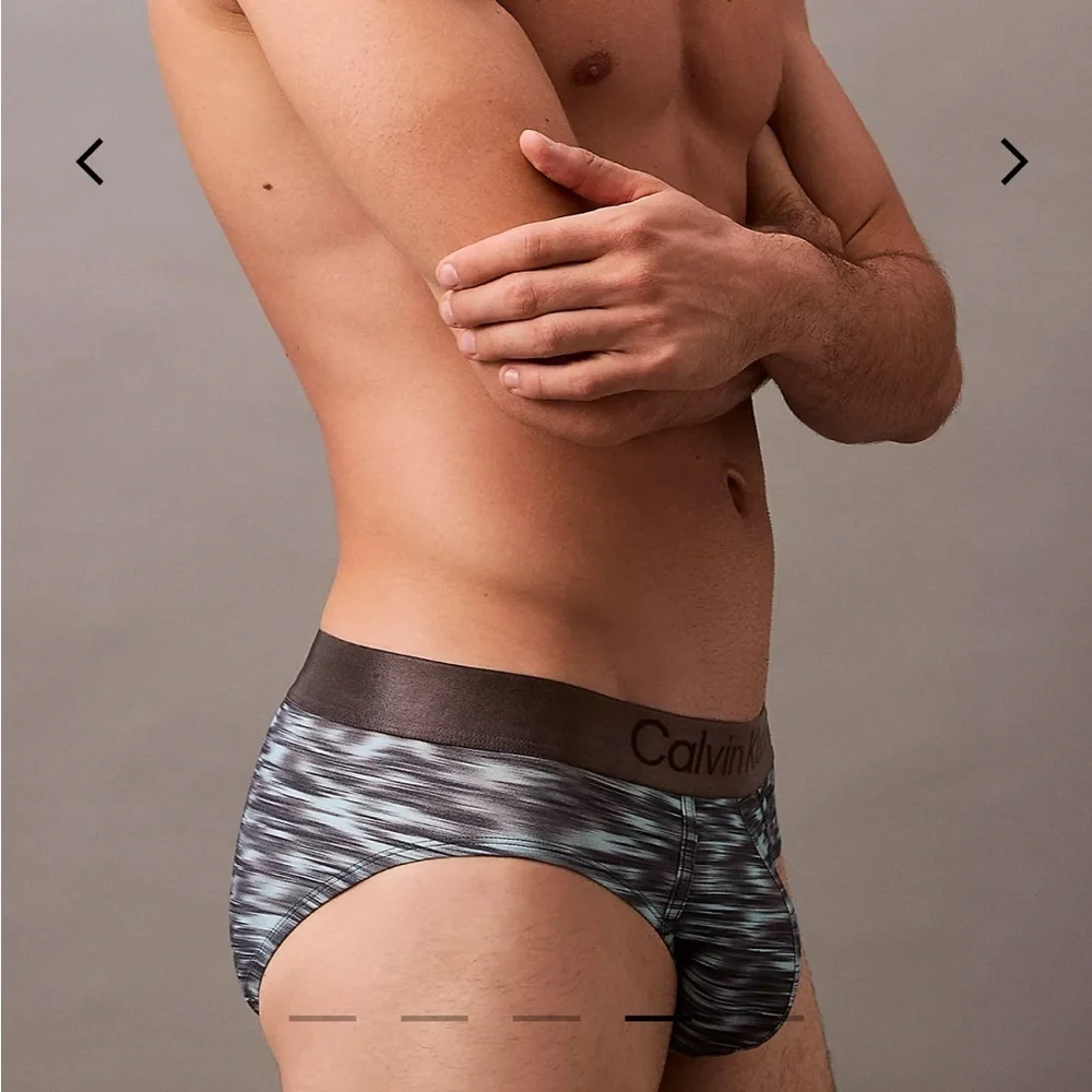Calvin Klein | Brushed Microfiber Stretch Hip Brief in Downpour Print (Medium)